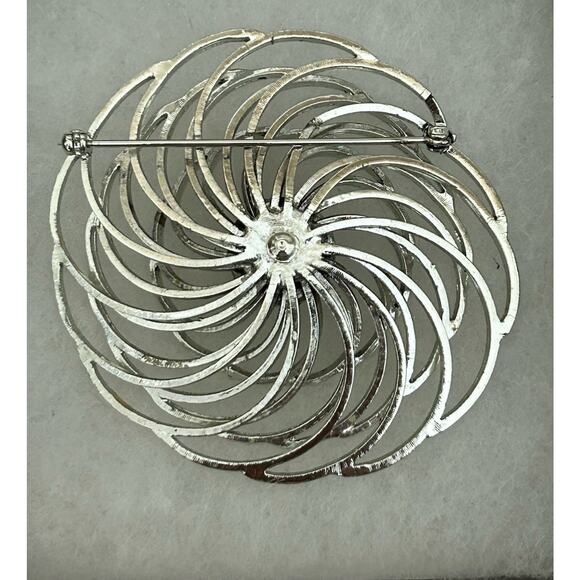 Vtg Silver Tone Pin Wheel Brooch - Picture 2 of 2